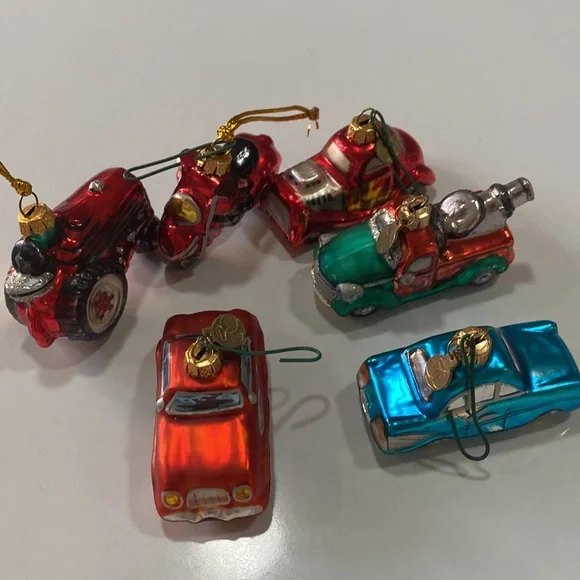 Department 56 blown glass Christmas 6 🚘 car 🚗 German vintage tree 🌲 ornaments - Picture 5 of 16
